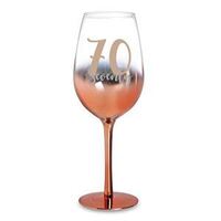 Rose Ombre Stem 70th Birthday Wine Glass