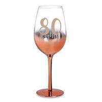 Rose Ombre Stem 80th Birthday Wine Glass