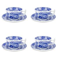 Spode Blue Italian - Teacup & Saucer (Set of 4)