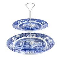 Spode Blue Italian - 2-Tier Cake Stand