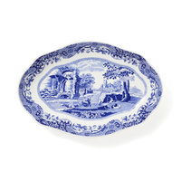 Spode Blue Italian - Fluted Oval Dish - 21.5cm