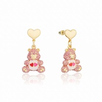 Couture Kingdom - Care Bears - Love-a-Lot Bear Drop Earrings Gold