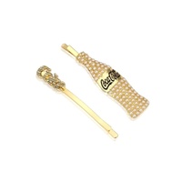 Couture Kingdom - Coca Cola - Coke and Contour Bottle Hair Pin Set Yellow Gold