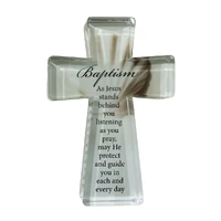 Glass Cut Standing Cross - Baptism