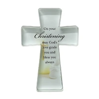 Glass Cut Standing Cross - Christening
