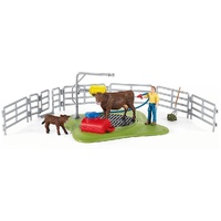DAMAGED BOX - Schleich Farm World - Happy Cow Wash