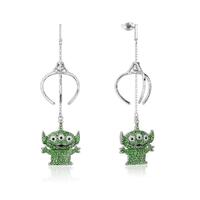 Disney Couture Kingdom - Toy Story - Alien Crystal Claw Drop Earrings White Gold