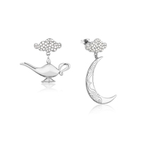 Disney Couture Kingdom - Aladdin - Genie Lamp in the Night Earrings White Gold