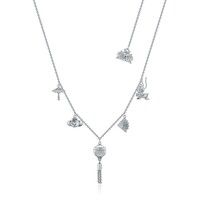 Disney Couture Kingdom - Mulan - Charm Choker Necklace White Gold
