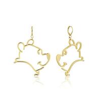 Disney Couture Kingdom - Winnie the Pooh - Outline Drop Earrings Yellow Gold