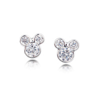 Couture Kingdom - Disney - Mickey Mouse Crystal Stud Earrings White Gold