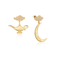 Disney Couture Kingdom - Aladdin - Genie Lamp in the Night Earrings Yellow Gold