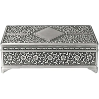 Russell Collection - Pewter Finish Diamante Jewellery Box Large