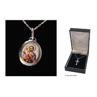 Sterling Silver Necklace with Saint Joseph Medal