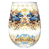 Lisa Pollock - Golden Glamour Stemless Glass Royal Wrens