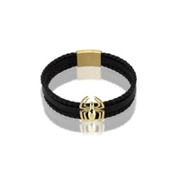 Couture Kingdom - Marvel - Spider-Man Leather Bracelet Yellow Gold