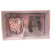 Grandma Pretty in Pink Mug & Stemless Wine Glass Set