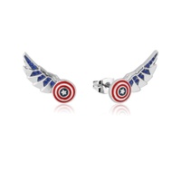 Couture Kingdom - Marvel - Captain America Wings Stud Earrings Silver
