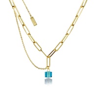 Couture Kingdom - Marvel - Tesseract Crystal Necklace Yellow Gold