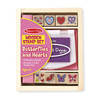Melissa & Doug Wooden Stamp Set - Butterflies and Hearts