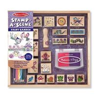 Melissa & Doug Wooden Stamp Set - Stamp A Scene Fairy Garden