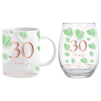 30th Birthday Mug & Stemless Wine Glass Set