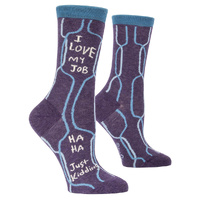 Blue Q Womens Crew Socks - I Love My Job, Ha Ha, Just Kidding
