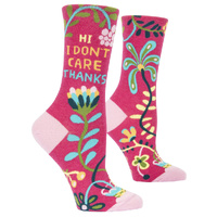 Blue Q Womens Crew Socks - Hi, I Don't Care, Thanks