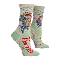 Blue Q Womens Crew Socks - Boss Kitty