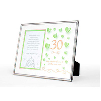 Paper Hearts 30th Birthday Silver-Edged Photo Frame