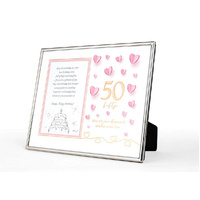 Paper Hearts 50th Birthday Silver-Edged Photo Frame