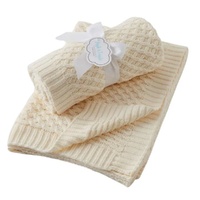 Pilbeam Jiggle & Giggle - Cream Basket Weave Knit Blanket