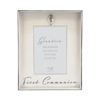 Silver Communion Photo Frame Cup Motif - Grandson