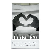 Wood Base Glass Frame - I Love You 6x4inch