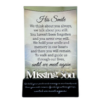 Black Wood Base Glass Frame - Missing You (His Smile) 6x4inch