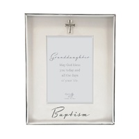 Silver Baptism Photo Frame with Motiff - 4x6 - Granddaughter