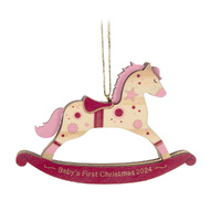 2024 Hallmark Keepsake Ornament - Baby Girl's First Christmas Rocking Horse Wood