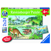 Ravensburger Puzzle 2 x 24pc - Dinosaurs of Land and Sea