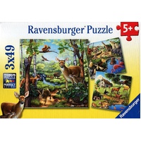 Ravensburger Puzzle 3 x 49pc - Forest Zoo and Pets