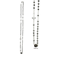 Rosary Crystal Necklace - Silver