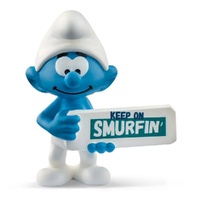 Schleich Smurfs - Smurf with Sign (Keep On Smurfin')