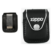 Zippo Pouch - Black Leather with Clip