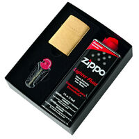 Zippo Gift Set - Lighter and Fluid - Brushed Brass