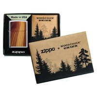 Zippo Lighter - Woodchuck Chrome Cedar Emblem