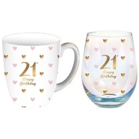 Sweet Heart Mug & Stemless Glass Set - 21st