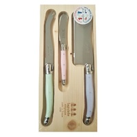 Jean Dubost Laguiole Simplicite - 3pc Cheese Set with Cleaver Pastels 