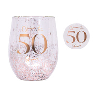 Splosh Celebration - 50th Glitter Stemless Glass & Badge Set