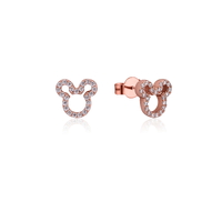 Disney Couture Kingdom Precious Metal - Mickey Mouse - Crystal Outline Stud Earrings Rose Gold