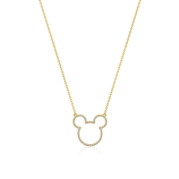 Disney Couture Kingdom Precious Metal - Mickey Mouse - Crystal Outline Necklace Yellow Gold