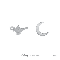 Disney x Short Story Earrings Genie's Lamp and Moon - Silver